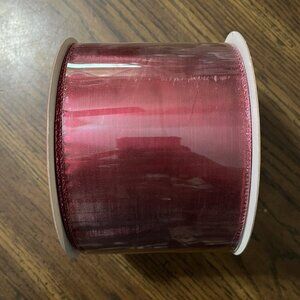 Metallic Fuchsia Pink Cranberry Burgundy Wired Edge Ribbon 4" x 28 Yards (84')